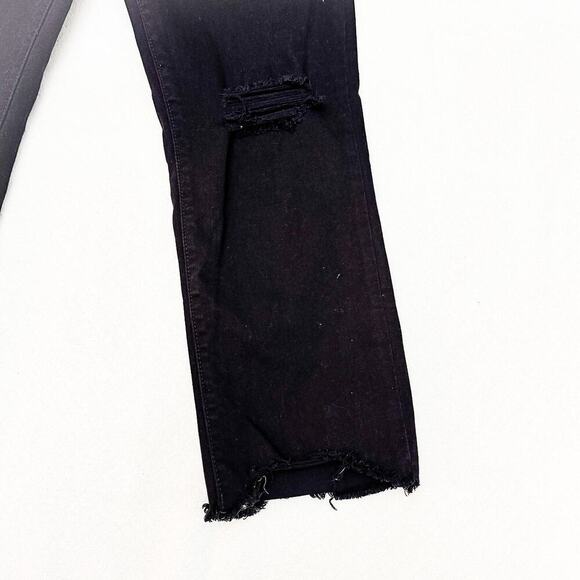 Levi's 724 High Rise Straight Crop Black Denim Jeans Raw Hem Size 31 - Picture 8 of 9